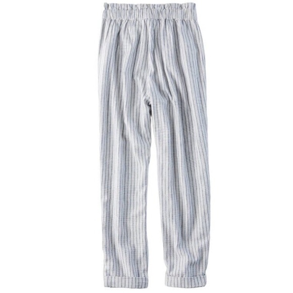AMERICAN EAGLE | Womens Blue Striped Linen Blend Drawstring Pull On Pants size L - Picture 13 of 15